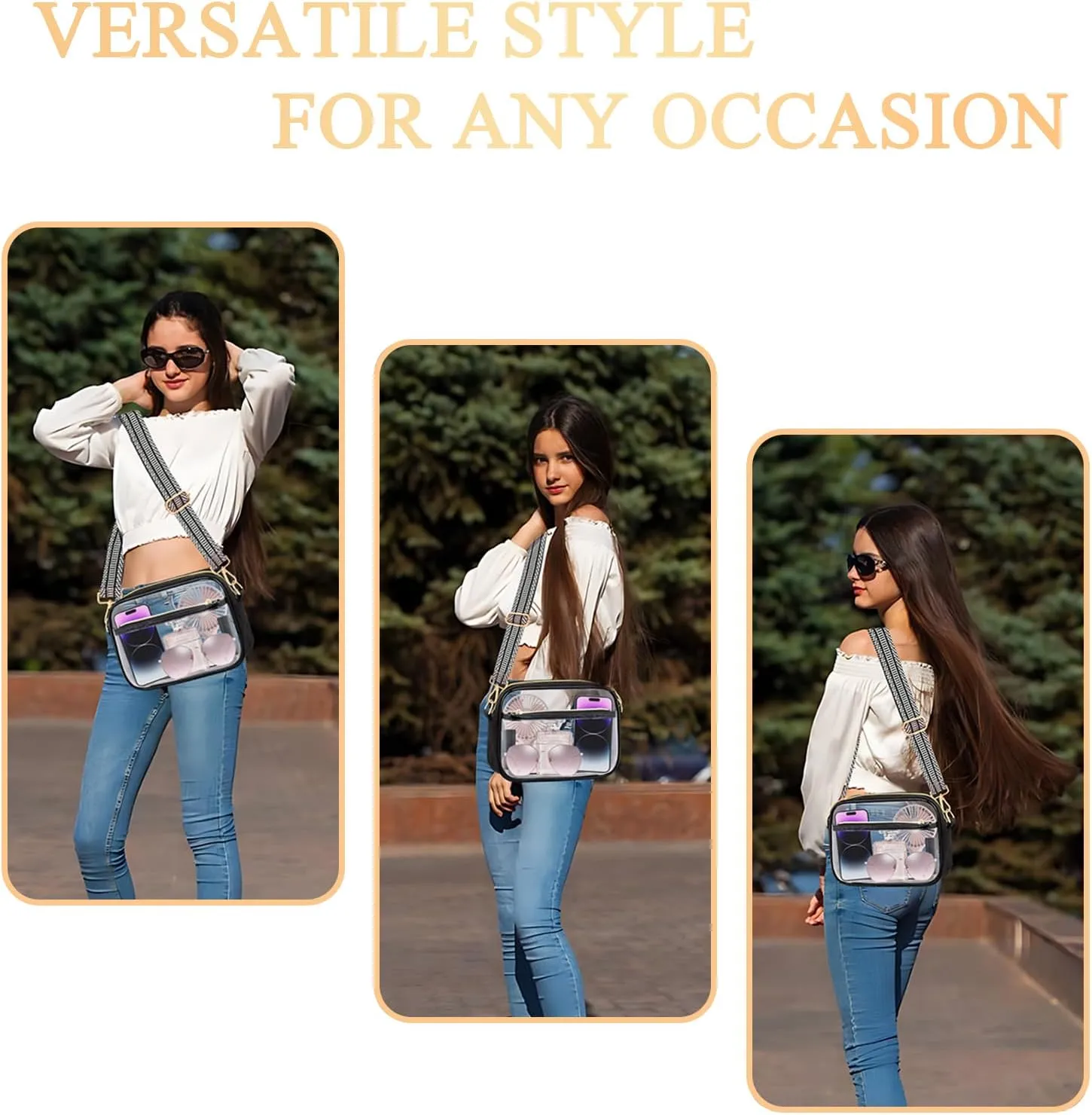 Clear Bag for Stadium Events Approved Sports Concerts,See Through Clear Purses for Women Men Girls