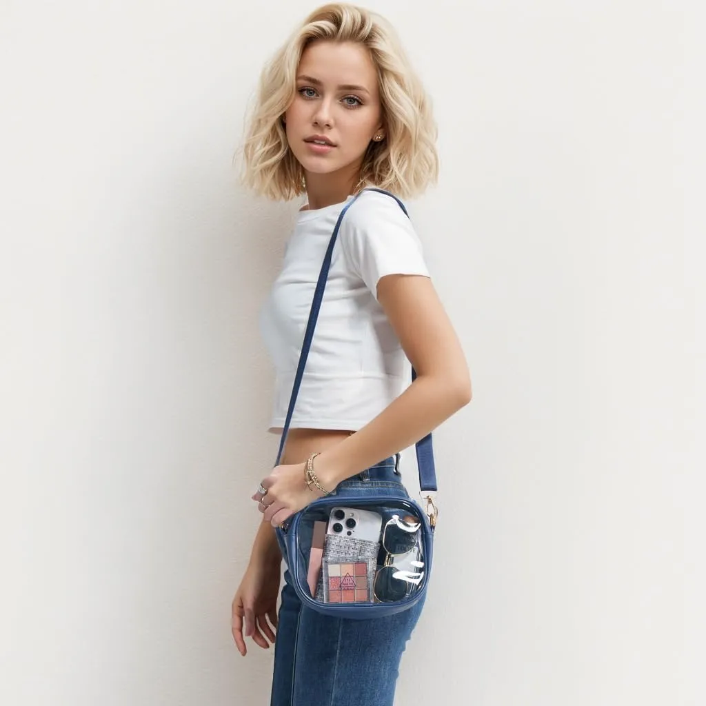 Clear Bag for Stadium Events, Clear Purse for Women Stadium Approved Crossbody, Concert Bag with Adjustable Strap