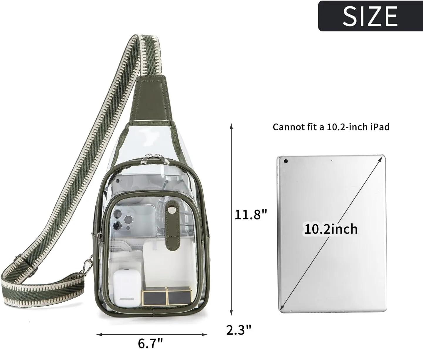 Clear Bag for Stadium Events, Clear Purses For Women Stadium Crossbody Clear Fanny pack For Women Concert Bag