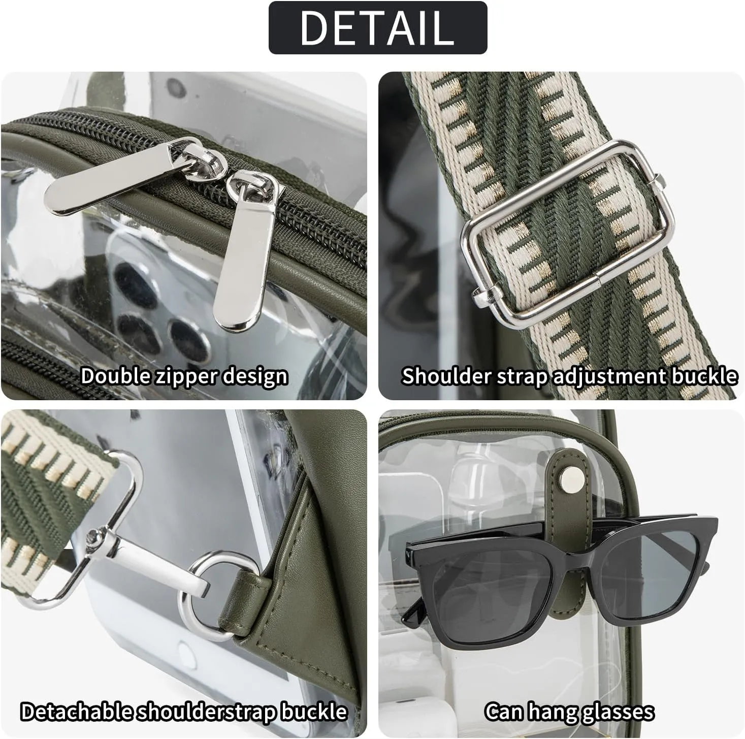 Clear Bag for Stadium Events, Clear Purses For Women Stadium Crossbody Clear Fanny pack For Women Concert Bag