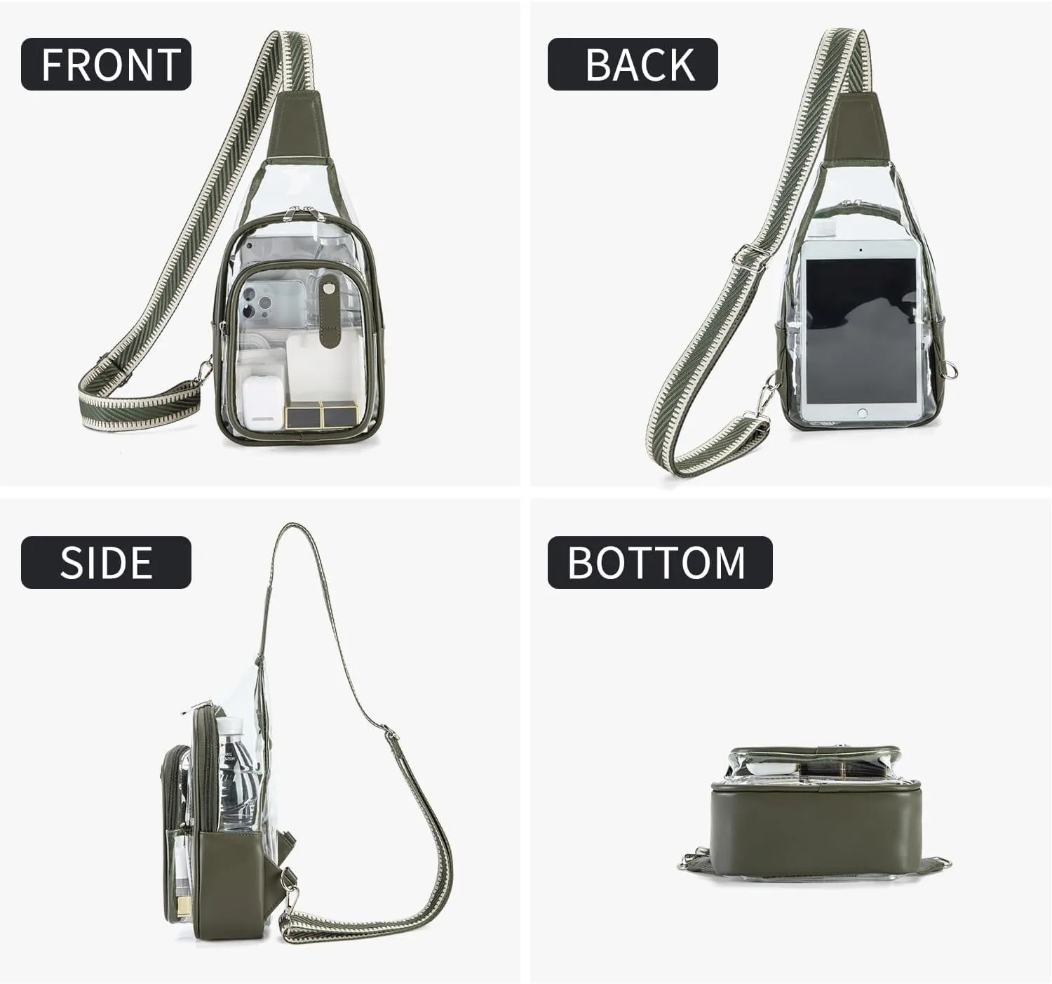 Clear Bag for Stadium Events, Clear Purses For Women Stadium Crossbody Clear Fanny pack For Women Concert Bag