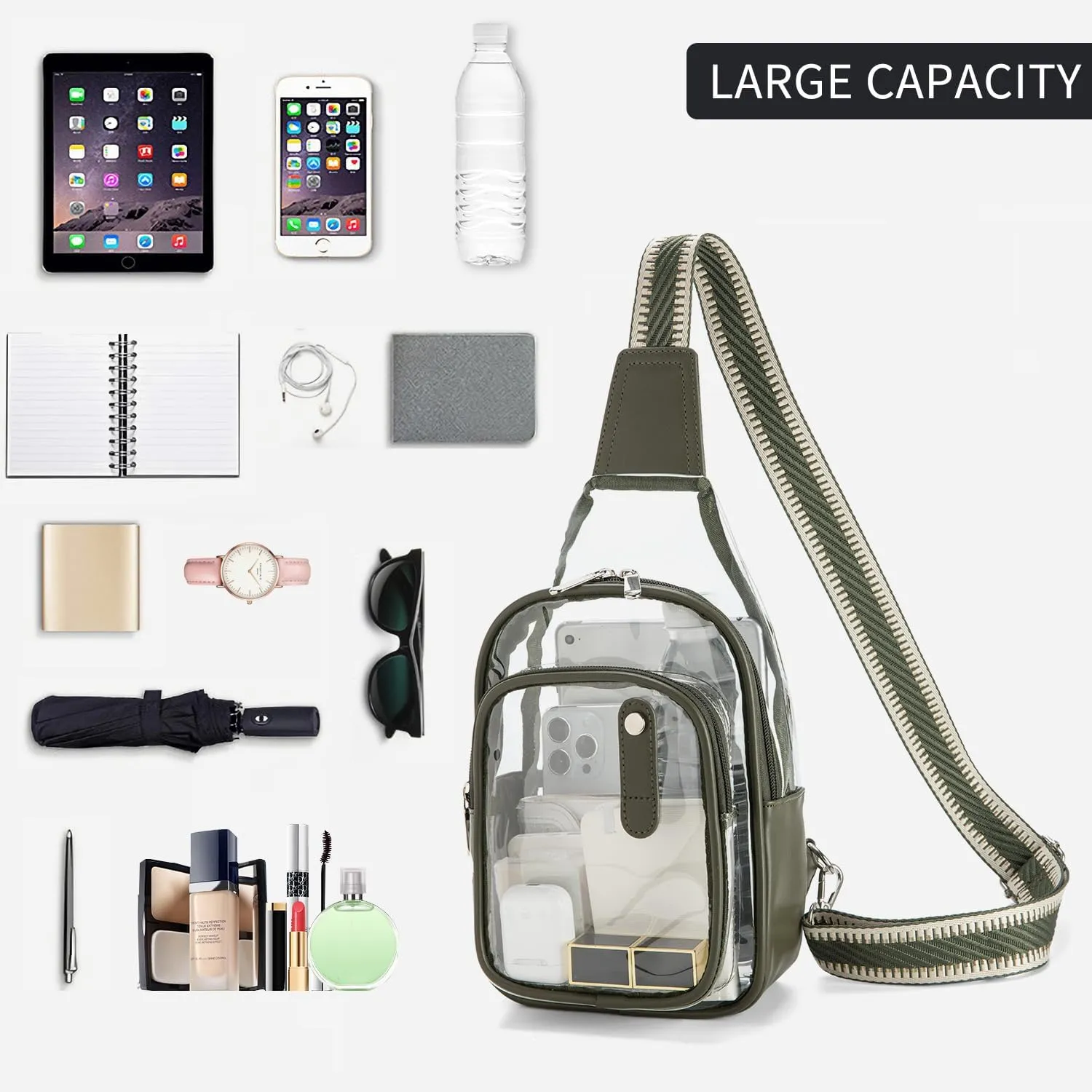 Clear Bag for Stadium Events, Clear Purses For Women Stadium Crossbody Clear Fanny pack For Women Concert Bag