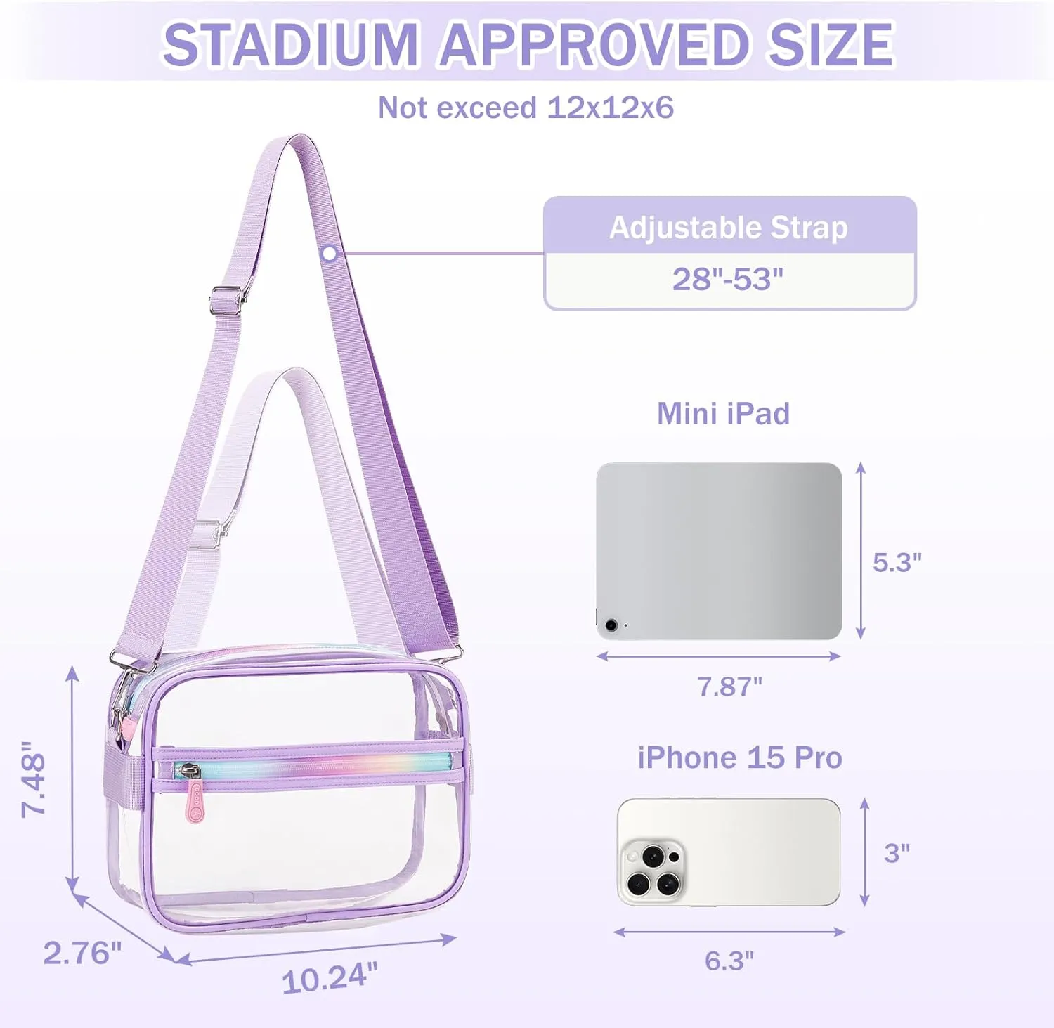 Clear Bag for Stadium Events Transparent Crossbody Bag Purse Adjustable Strap Shoulder Bags