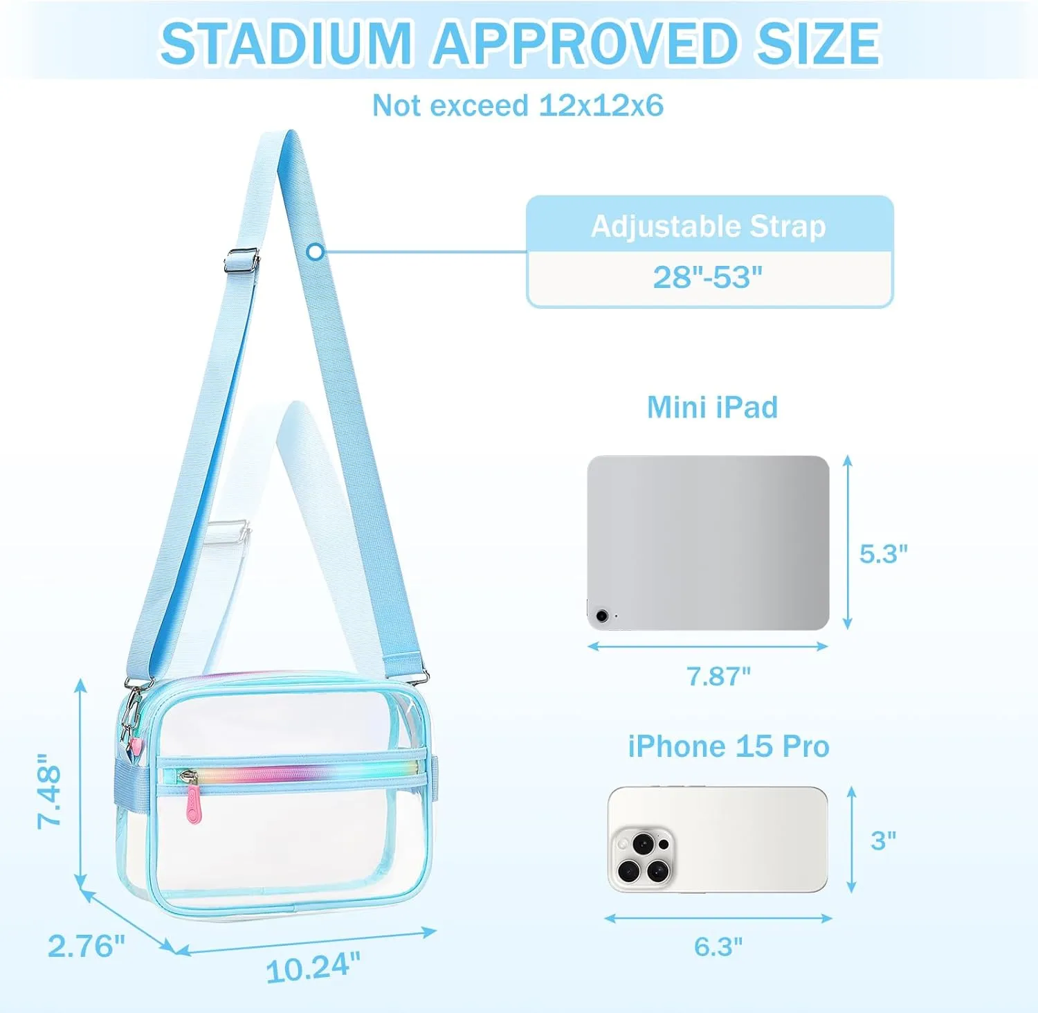 Clear Bag for Stadium Events Transparent Crossbody Bag Purse Adjustable Strap Shoulder Bags