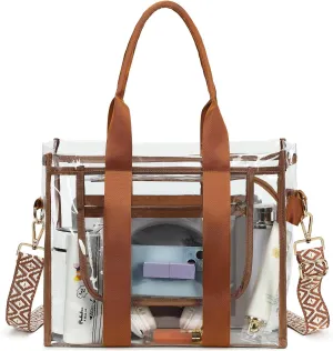 Clear Bags for Women Tote Bag, Crossbody Bag, Stadium Approved Clear Purse for Sports Events, Concert, Work & Beach
