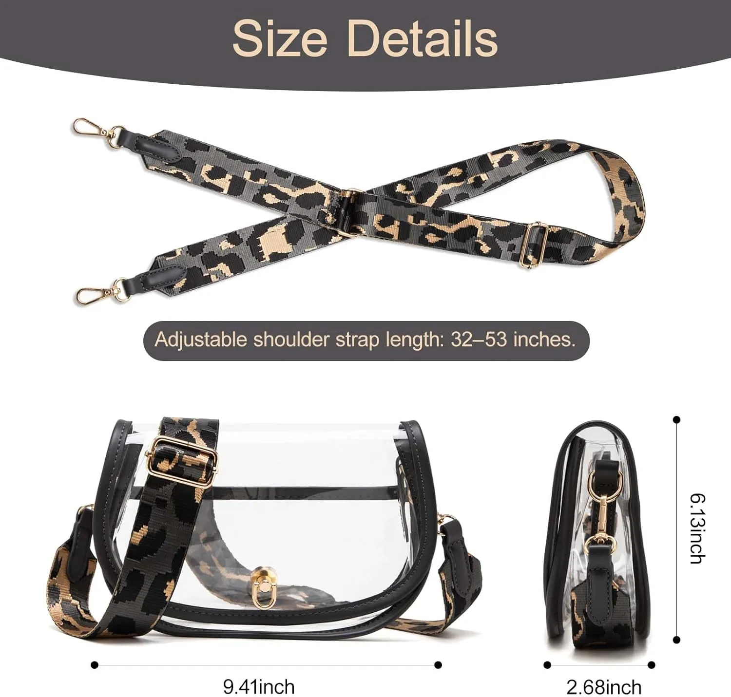 Clear Crossbody Bag Stadium Approved for Women，clear Bags for Stadium Events,clear Purse for Concerts
