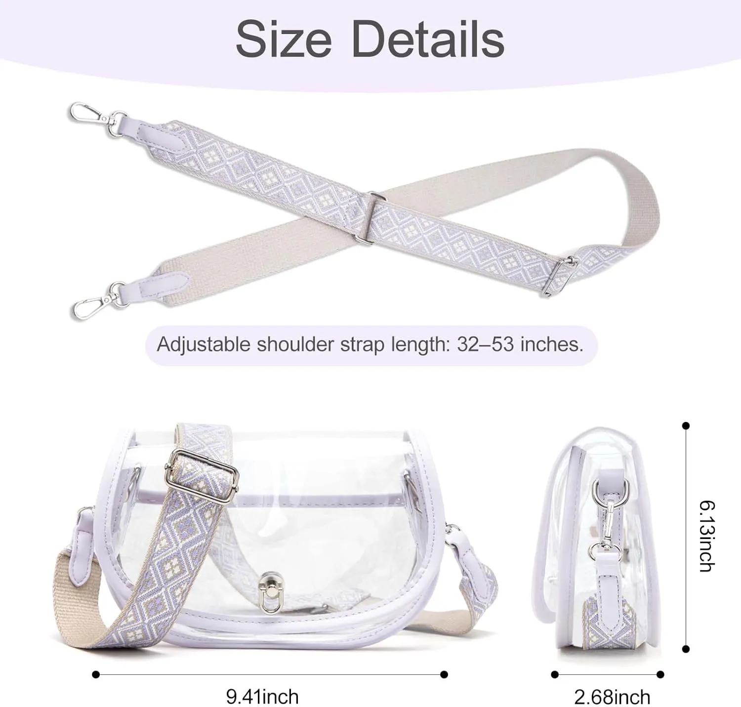 Clear Crossbody Bag Stadium Approved for Women，clear Bags for Stadium Events,clear Purse for Concerts