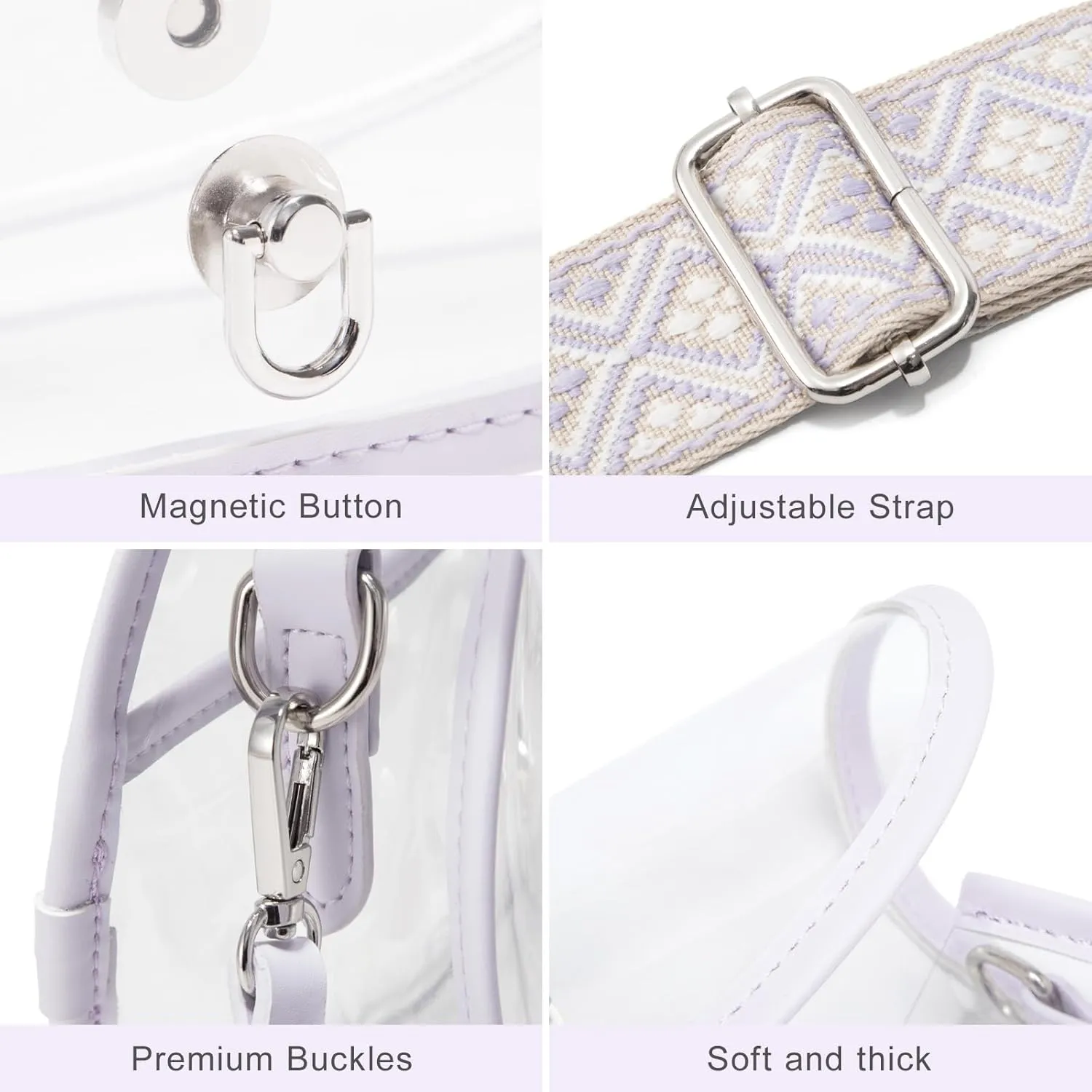 Clear Crossbody Bag Stadium Approved for Women，clear Bags for Stadium Events,clear Purse for Concerts