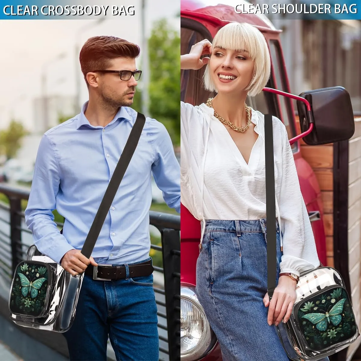 Clear Crossbody Purse Bag Clear Messenger Shoulder Bags See Through Transparent Purse