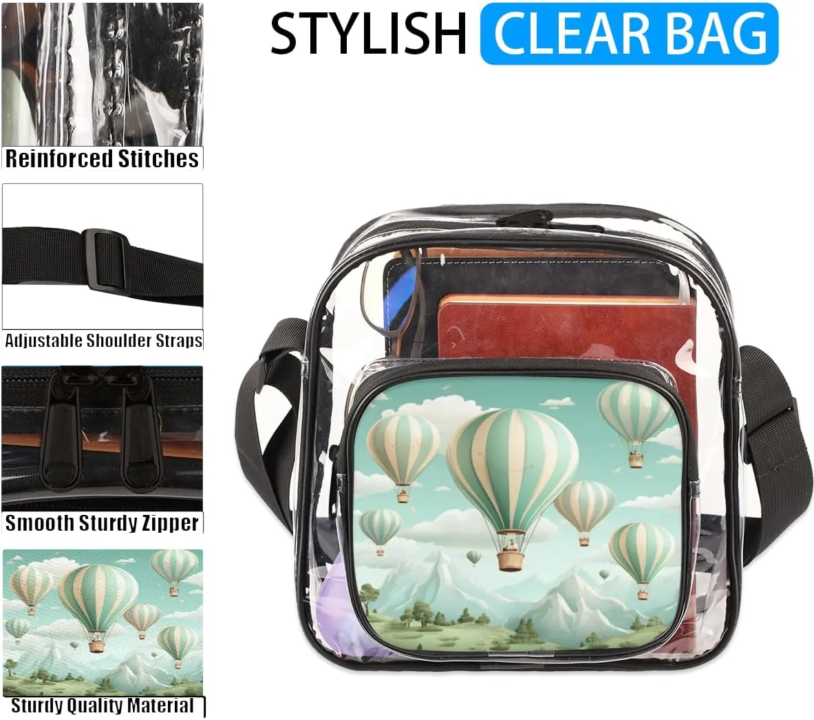 Clear Crossbody Purse Bag Clear Messenger Shoulder Bags See Through Transparent Purse
