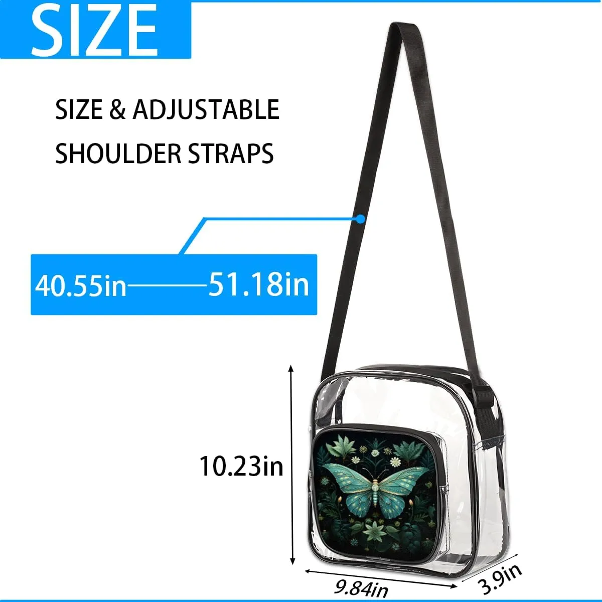 Clear Crossbody Purse Bag Clear Messenger Shoulder Bags See Through Transparent Purse