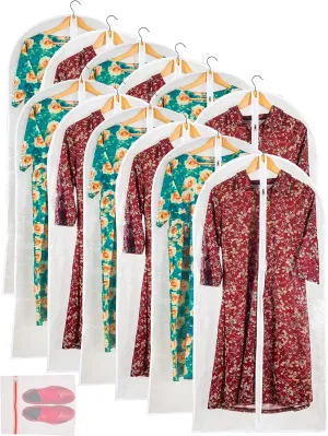Clear Garment Bag Long Garment Bags for Gowns, Vinyl Dress Bags for Closet Storage, Coat Covers for Closet With Zipper Plastic Garment Bags for Hanging Clothes Long Dress - 24'' X 48''/12 Pack