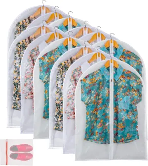Clear Garment Bag Suit Bags for Closet Storage, Vinyl Garment Bags for Hanging Clothes, Short Hanging Bags Coat Covers for Closet with Zipper- 24'' X 32''/12 Pack