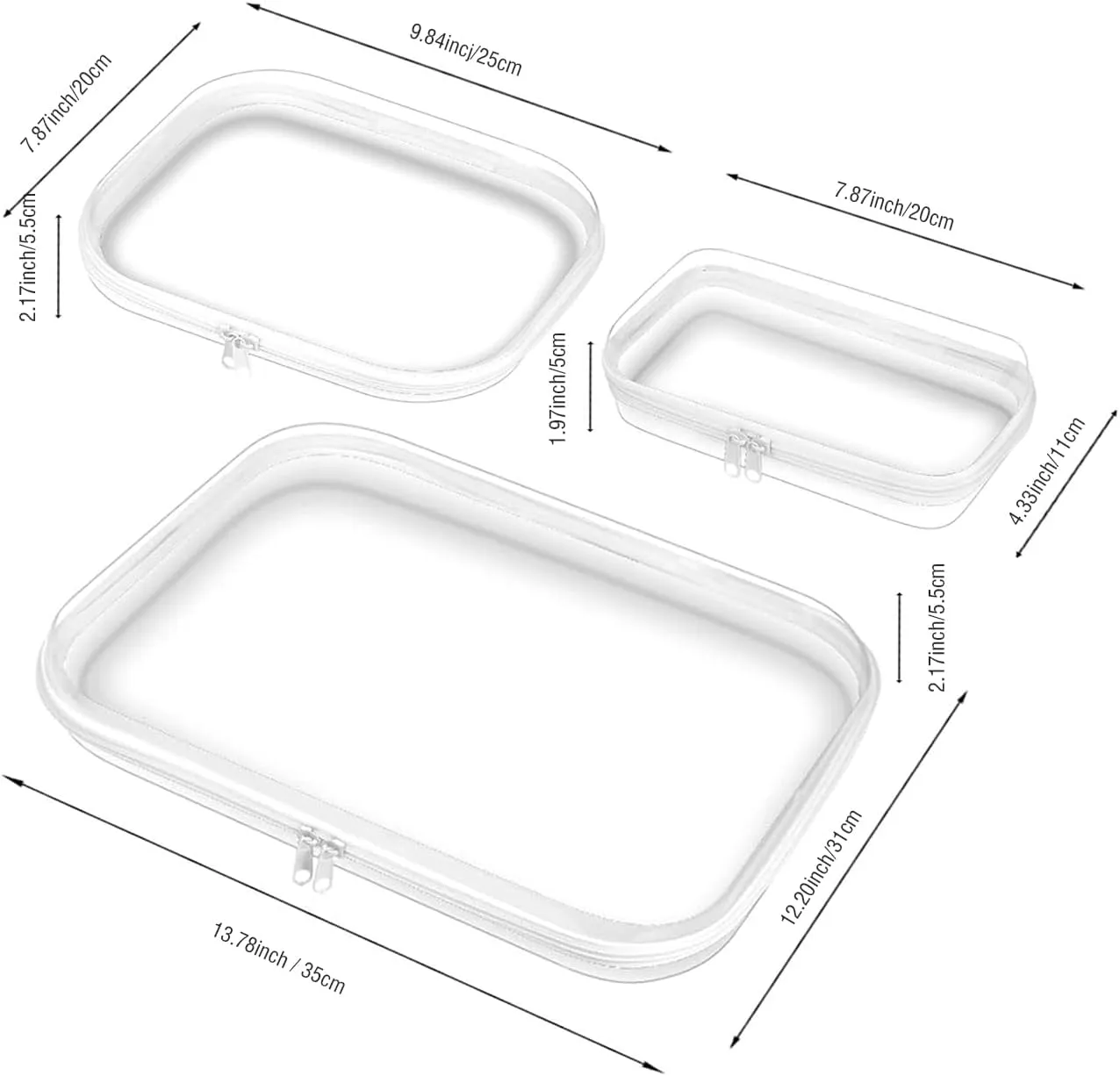 Clear Hard Shell Zipper Case, Plastic Storage Pouch Bags With Zipper (Clear, Small Medium)