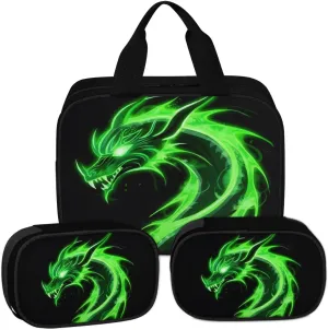 Clear Makeup Bag for Women Men, 3Pcs Transparent Cosmetic Bags Waterpoof Toiletries Set Portable Toiletry Bags with Zipper for Travel Bathroom(Dragon)