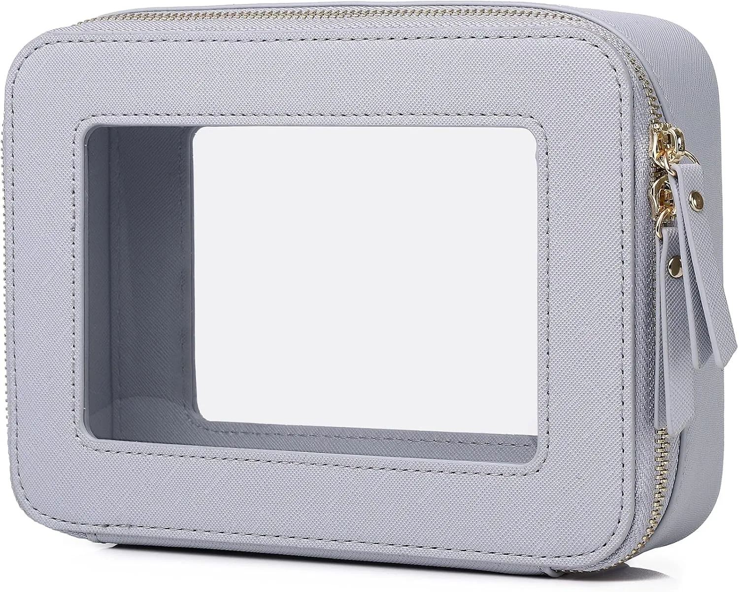 Clear Makeup Bag Women's Waterproof Travel Cosmetic Case and Toiletry Bag Portable Makeup Organizer Bag for Car with Zipper (Gray, M)