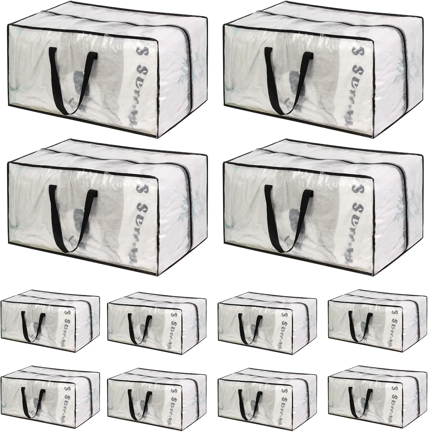 Clear Moving Bags - 8 Pack Extra Large Heavy Duty Storage Bags With Zipper & Reinforce Handles | 29x14x13 Inch Moving Tote Bags Bulk For Clothing, Shoes, Travel