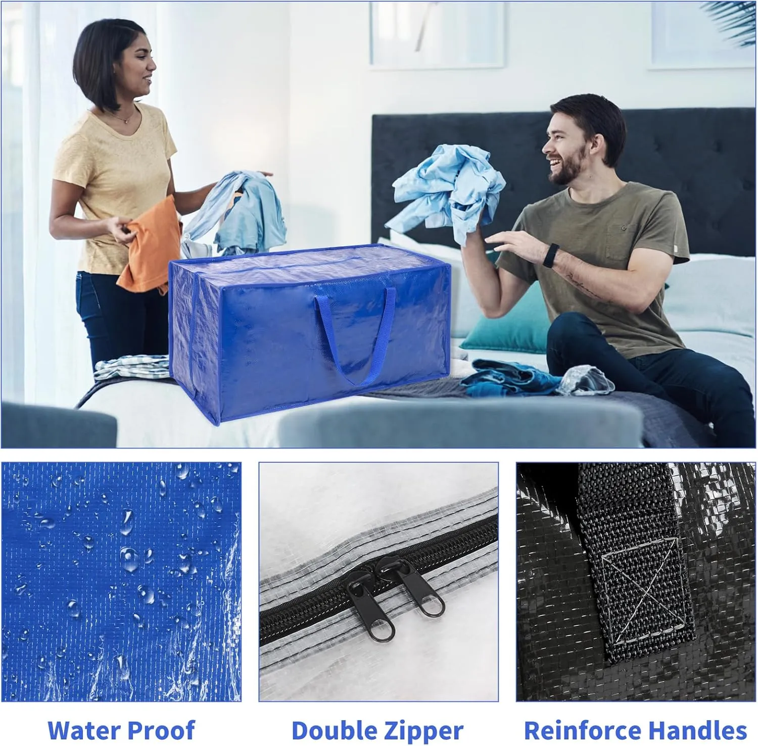 Clear Moving Bags - 8 Pack Extra Large Heavy Duty Storage Bags With Zipper & Reinforce Handles | 29x14x13 Inch Moving Tote Bags Bulk For Clothing, Shoes, Travel
