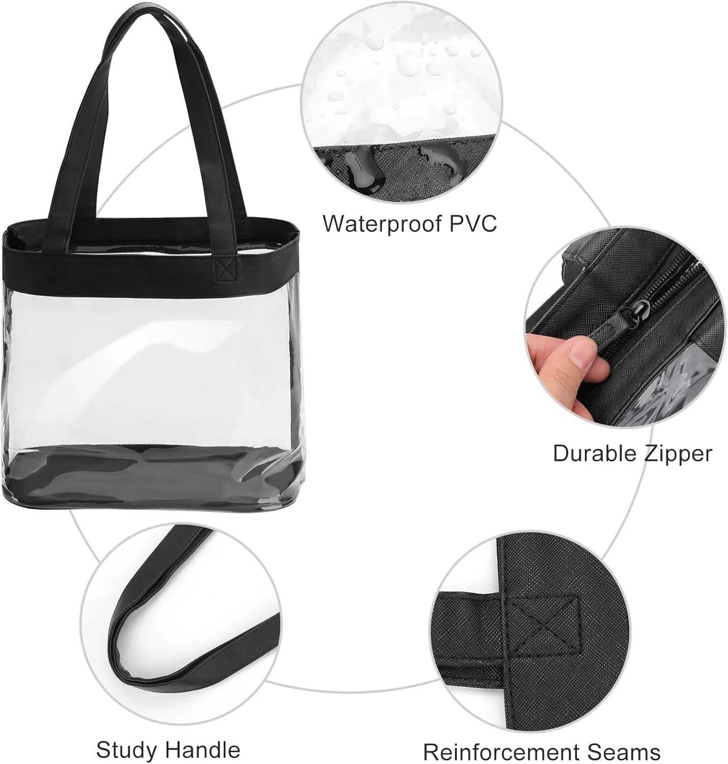 Clear Tote Bag Stadium Approved 12x6x12 12x12x6 Clear Bag for Stadium Events 12 x6 x12 Transparent Purse 12 x 6 x 12