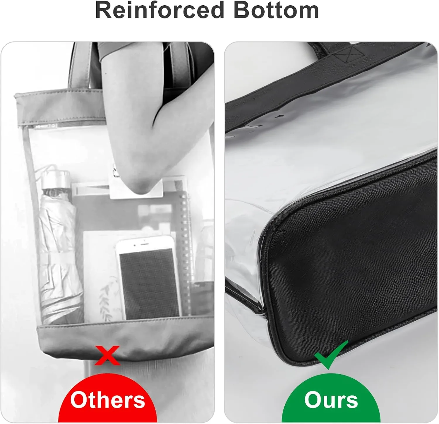 Clear Tote Bag Stadium Approved 12x6x12 12x12x6 Clear Bag for Stadium Events 12 x6 x12 Transparent Purse 12 x 6 x 12