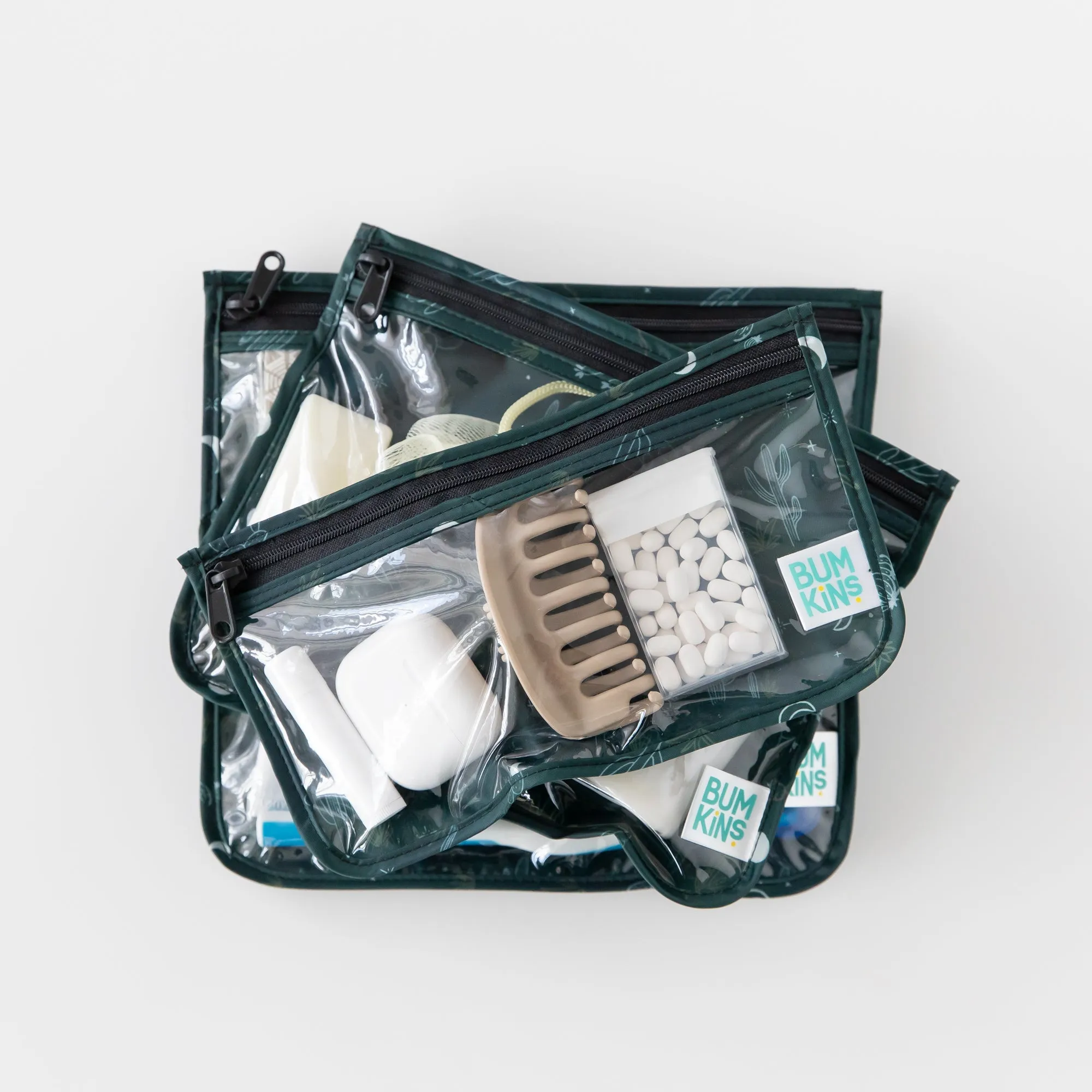 Clear Travel Bag 3 Pack: Starry Cactus