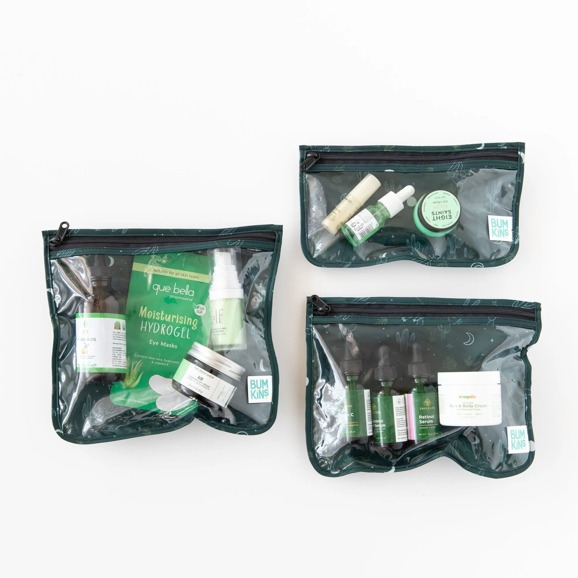 Clear Travel Bag 3 Pack: Starry Cactus