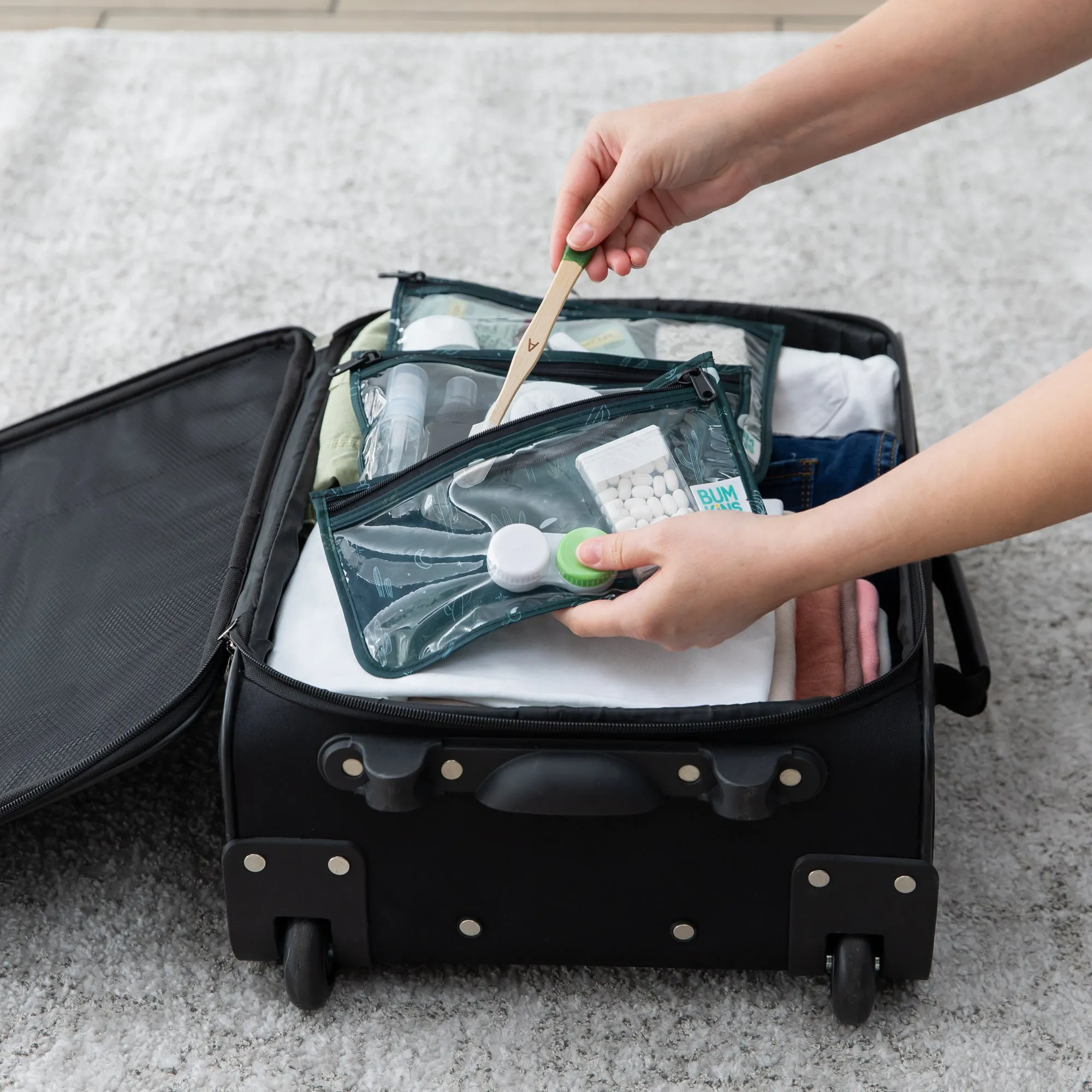 Clear Travel Bag 3 Pack: Starry Cactus