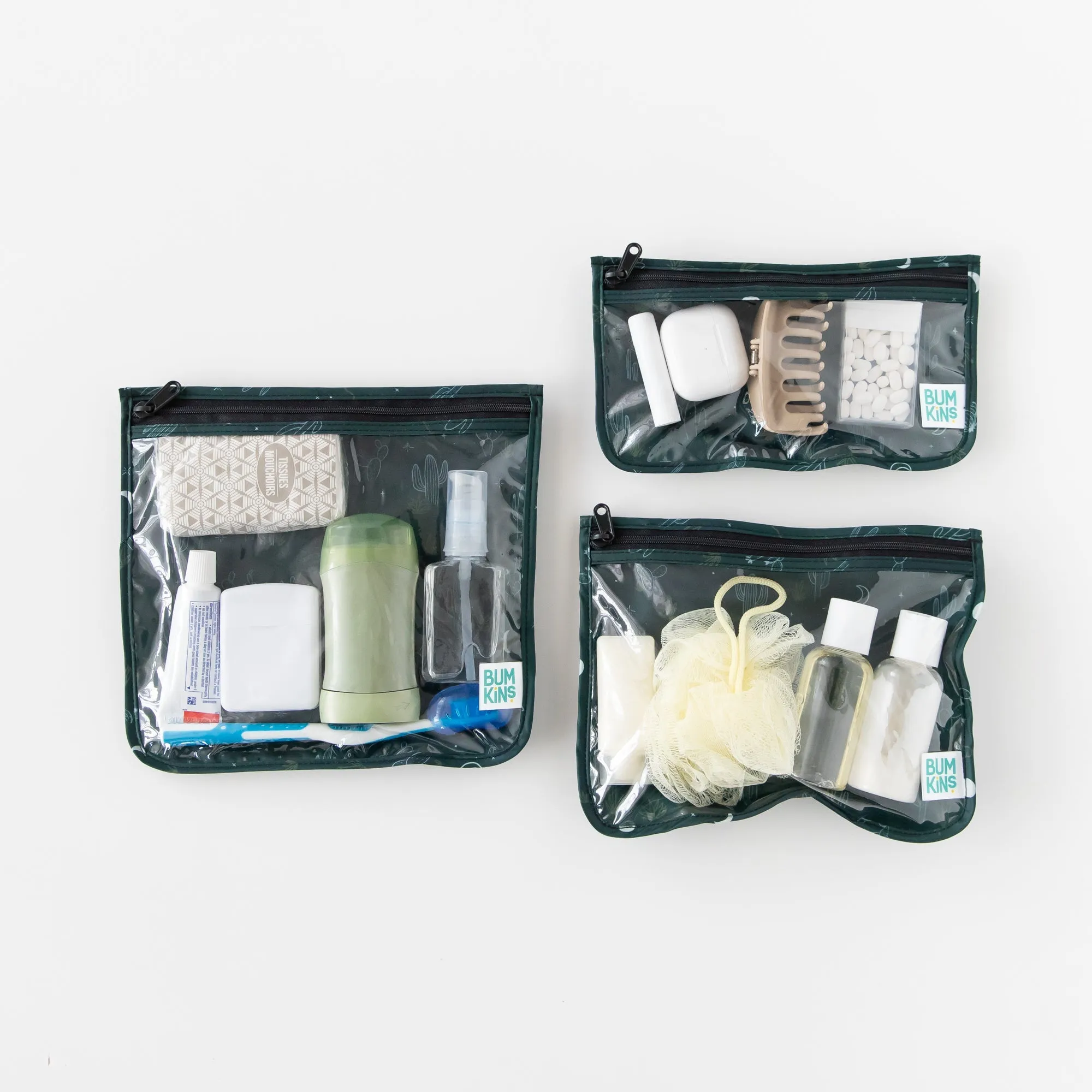 Clear Travel Bag 3 Pack: Starry Cactus