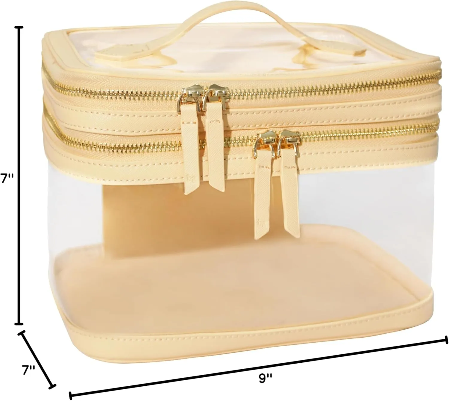Clear Travel Makeup Bag for Women Organizer with Handle Beige, Extra Large Clear Makeup Bag Toiletry Organizer with Zipper, Clear Cosmetic Travel Bags for Women Skincare Organizer for Traveling Purse