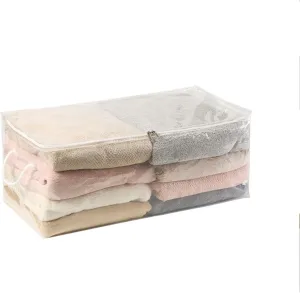 Clear Zippered Storage Bags, 3 Packs Plastic Storage Bags, Sweater Storage Bags with Zipper, Clothing Storage Bags Organizer for Linen Bed Sheet Blankets Quilt Clothes Pillow (CL3)