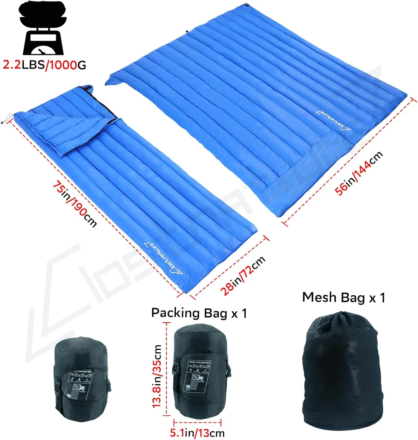 Clostnature Down Backpacking Sleeping Bag - 20D Ultralight Winter Down Sleeping Bag for Camping, Lightweight Cold Weather Compact Camping Gear for Kids, Adult, Girls, Boys