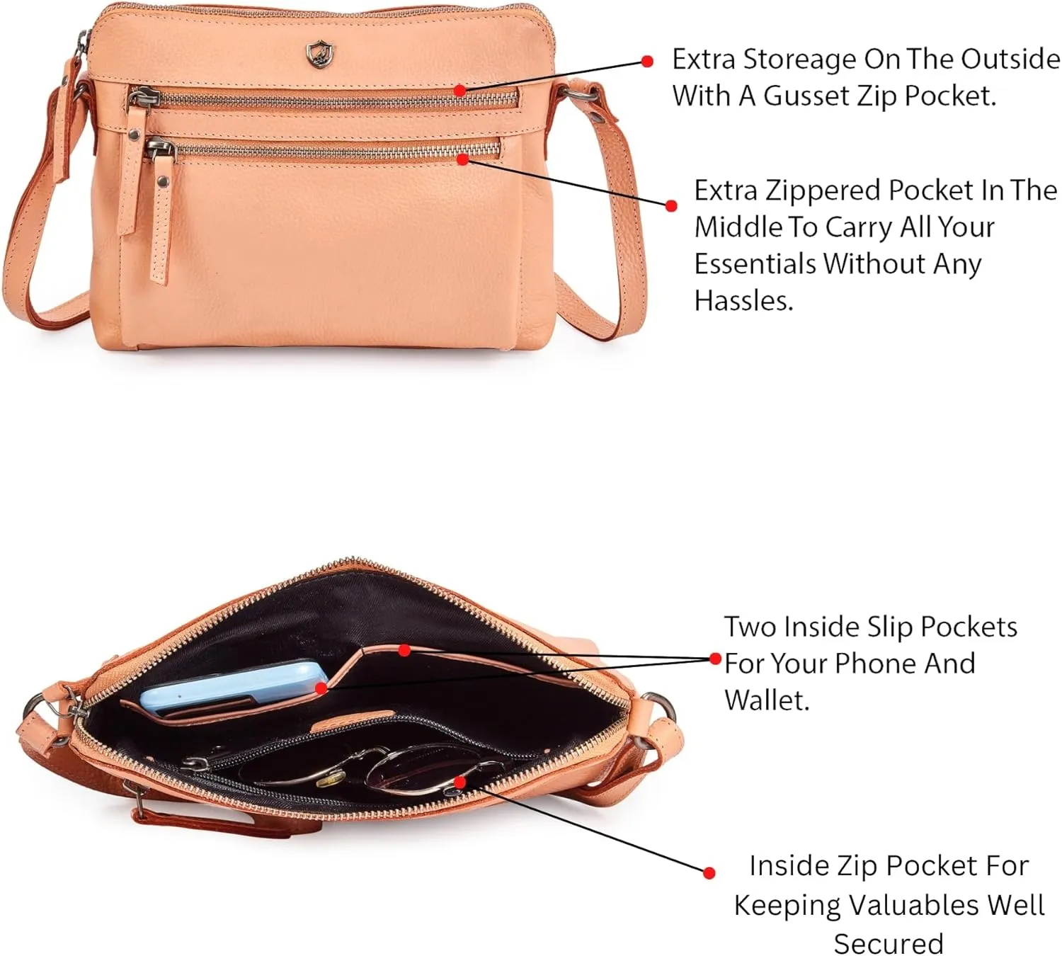 Cochoa Real Leather Soft Crossbody Bags for Women Small Purse Trendy Shoulder Sling Travel Crossover
