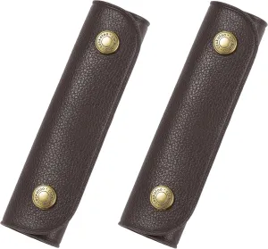 Cockatoo Handbag Handle Leather Wrap Covers, Purse Grip Strap Protector for Shopping Bag Travel Bag Suitcase Tote Bag Wallet Briefcase (Black Coffee)
