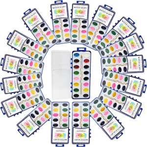 Color Swell 18 Set Watercolor Paint Pack with Wood Brushes 16 Colors Washable Water Colors