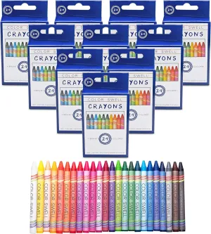 Color Swell Bulk Crayons Packs - 10 Boxes of 24 Vibrant Colors of Teacher Quality Durable Crayons for Home and School