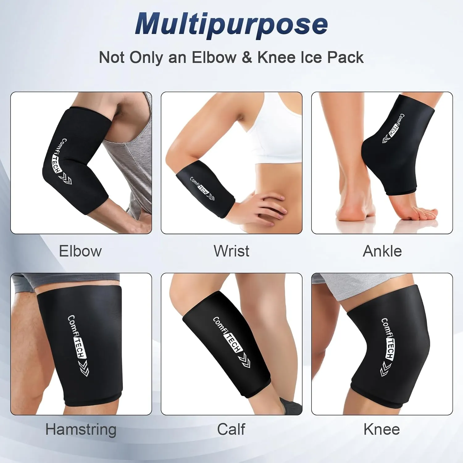 Comfitech Elbow Ice Pack Wrap and Tennis Golfers Sleeve for Arm and Calf, Large
