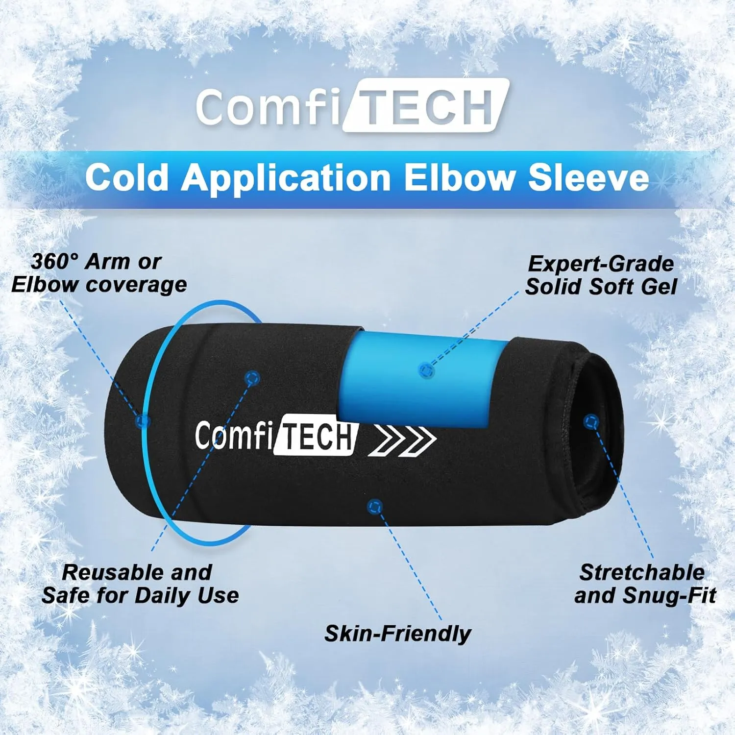Comfitech Elbow Ice Pack Wrap and Tennis Golfers Sleeve for Arm and Calf, Large