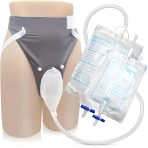 Condom Catheters for Elderly Men Age 80, External Catheter with 2 Urine Collection Bags, Portable Silicone Urinals for Men Reusable (Grey-Elderly Men)