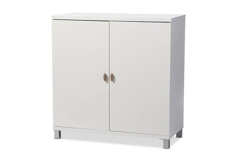 Contemporary Entryway Shoe & Bag Cabinet in White