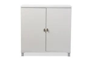 Contemporary Entryway Shoe & Bag Cabinet in White