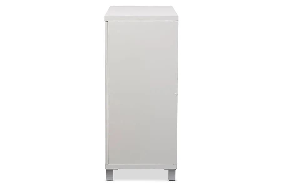 Contemporary Entryway Shoe & Bag Cabinet in White