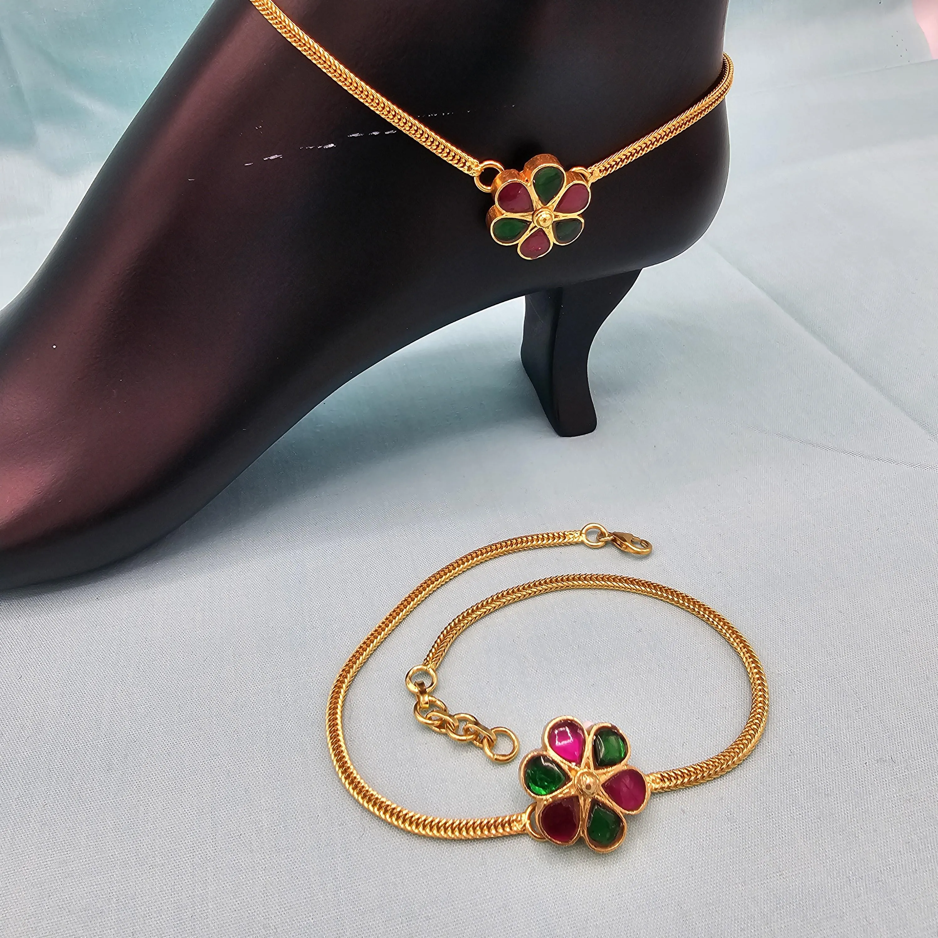 Contemporary Kundan anklets