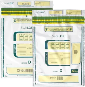 ControlTek SafeLok 12" x 16", White, 50 Bags, Tamper-Evident Deposit Bags for Cash Handling & Valuables, Moisture, Heat and Cold Sensitive Ink, Tear-off receipt   Large Barcodes 585094