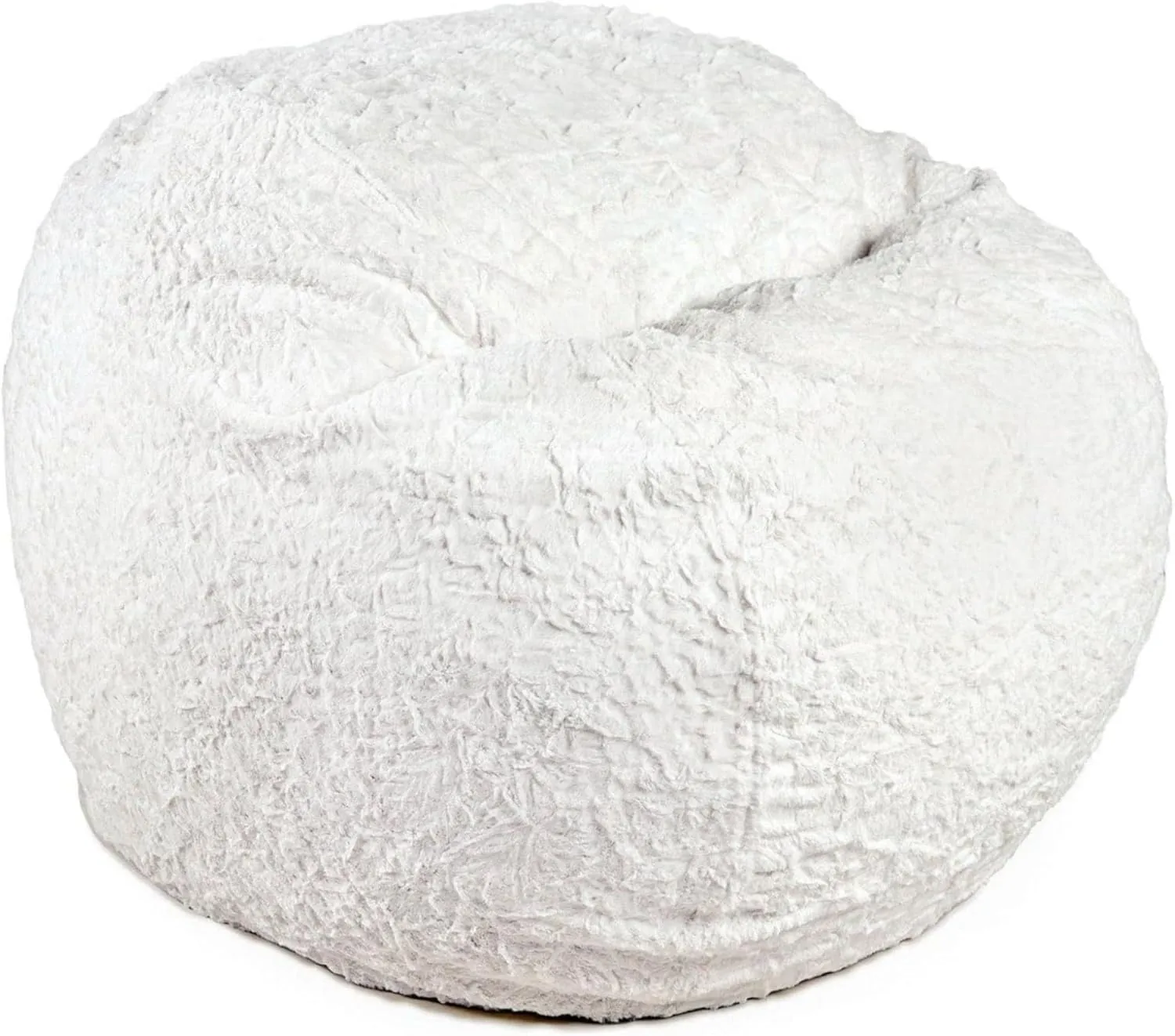 CordaRoy's Faux Fur Bean Bag-Convertible Bean Bag Chair & Bed-Machine-Washable Faux Fur Fabric Cover for Basement, Living Room, Game Room, Dorm & More - Youth Size - White | Made in The USA