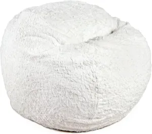 CordaRoy's Faux Fur Bean Bag-Convertible Bean Bag Chair & Bed-Machine-Washable Faux Fur Fabric Cover for Basement, Living Room, Game Room, Dorm & More - Youth Size - White | Made in The USA
