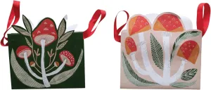 Creative Co-Op Printed Paper Mushroom Shaped Gift Bag, Multicolor, Set of 2