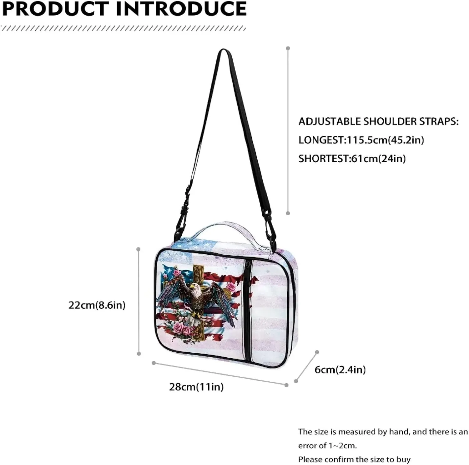 Cross Floral Print Bible Cover - Polyester Bible Case for Women - Bible Carrier Small Bible Cover with Shoulder Strap