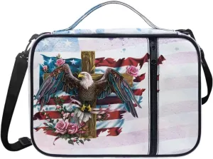 Cross Floral Print Bible Cover - Polyester Bible Case for Women - Bible Carrier Small Bible Cover with Shoulder Strap