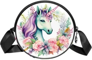 Crossbody Bags for Women,Crossbody Bag Men,Small Sling Bag,Unicorn Floral Bushes,Crossbody Purse