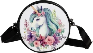 Crossbody Bags for Women,Crossbody Bag Men,Small Sling Bag,Unicorn Floral Bushes,Crossbody Purse